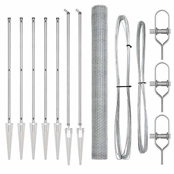 vidaXL Zaunpfosten Silber 10 x 1,6 m 13 mm Netz Stahl 3353356 günstig online kaufen