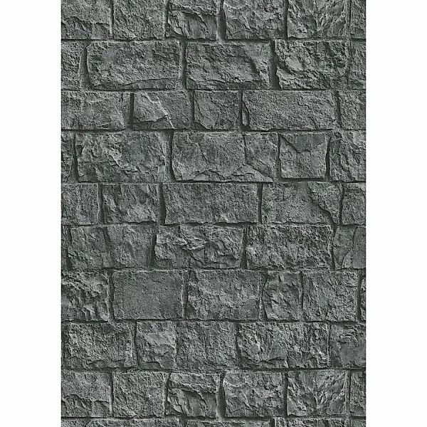 Erismann Vliestapete Stones Groß 10,05 m x 0,53 m Dunkelgrau günstig online kaufen