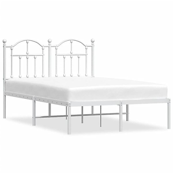 vidaXL Bettgestell, Bettrahmen mit Kopfteil Metall Weiß 120x200 cm günstig online kaufen