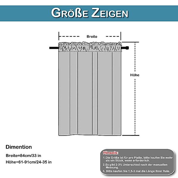 Sunicol Scheibengardine Wasserdicht Bistrogardine Vorhänge, UV-Schutz, günstig online kaufen