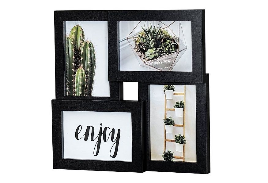 Levandeo® Bilderrahmen Collage, Bilderrahmen 30x30cm Schwarz Holz 4 Fotos 1 günstig online kaufen