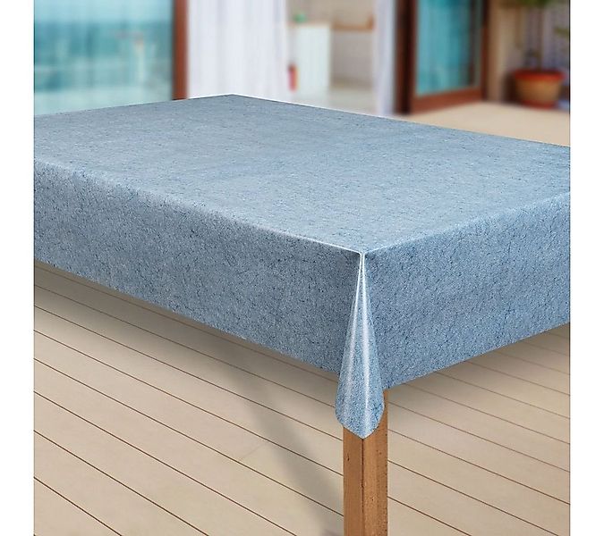laro Tischdecke Wachstuch-Tischdecken Abwaschbar Uni blau meliert rechtecki günstig online kaufen