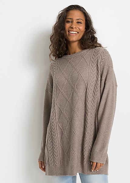 bonprix Strickpullover Oversize-Pullover mit Zopfmuster günstig online kaufen