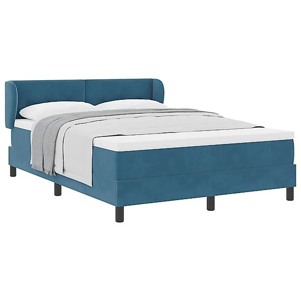 vidaXL Boxspringbett mit Matratze Dunkelblau 140 x 190 cm Samt 3340386 günstig online kaufen