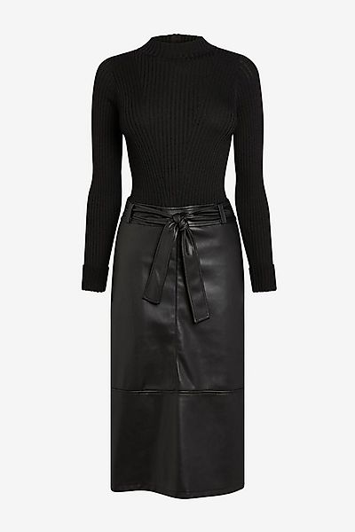 Next 2-in-1-Kleid 2-in-1 Hochgeschlossenes Kleid aus Kunstleder-Mix (1-tlg) günstig online kaufen
