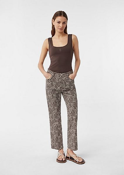 comma Chinos Hose Verkürzte Jeans mit Flared Leg und Leo-Print günstig online kaufen
