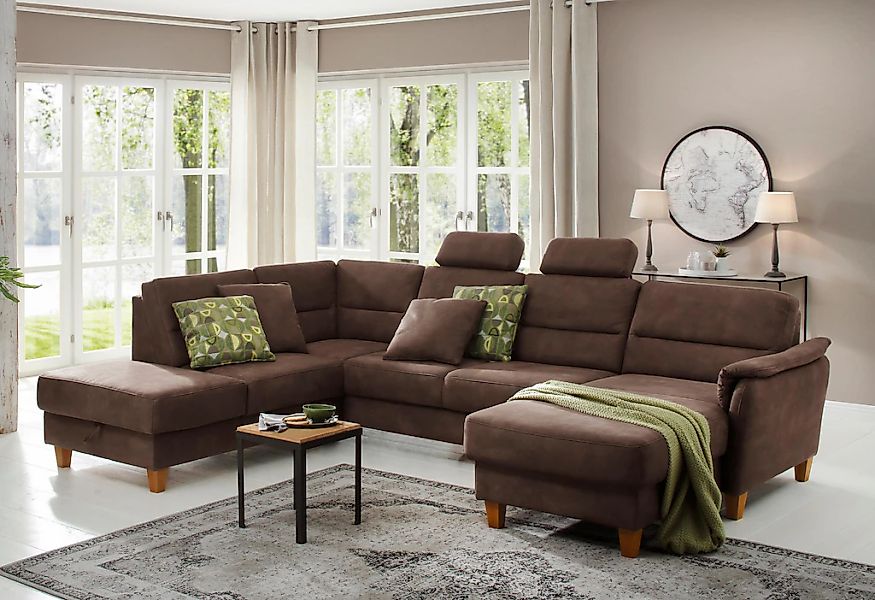Home affaire Wohnlandschaft "Palmera U-Form, B: 308 cm" optional Bettfunkti günstig online kaufen