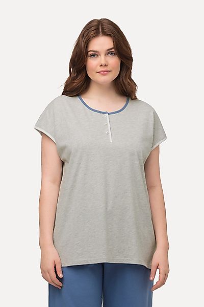 Ulla Popken Pyjamaoberteil Pyjama-T-Shirt Paspel Rundhals günstig online kaufen