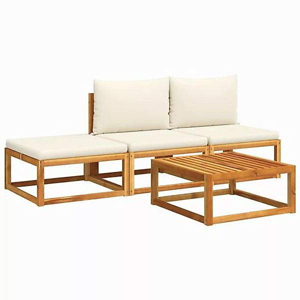 vidaXL Loungesofa 4-tlg. Garten-Sofagarnitur mit Kissen Massivholz, 1 Teile günstig online kaufen