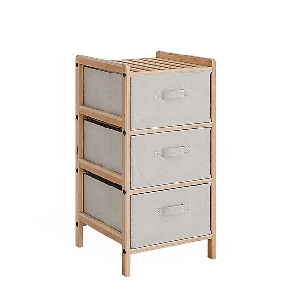 Vicco Kommode Bruno Beige 35 x 67 cm mit 3 Stoffschubladen günstig online kaufen