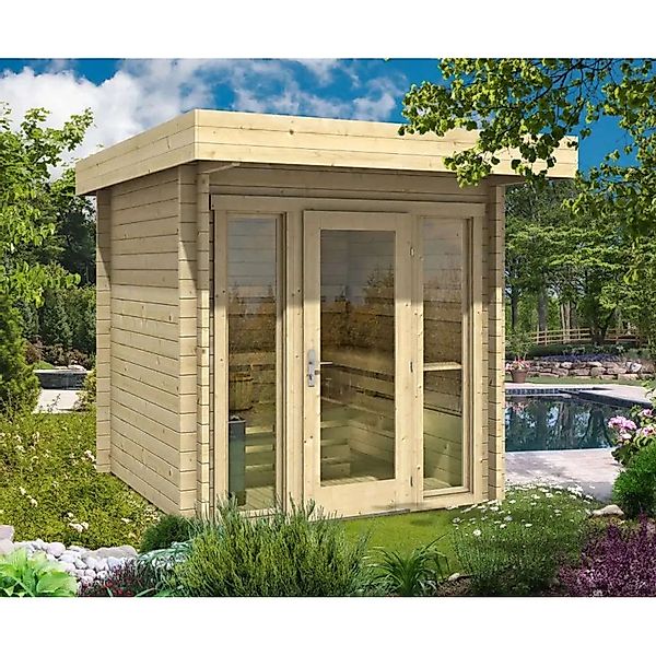 Finntherm Gartensauna Lupoa-44 Naturbelassen 259 cm x 294 cm Wandstärke 44 günstig online kaufen