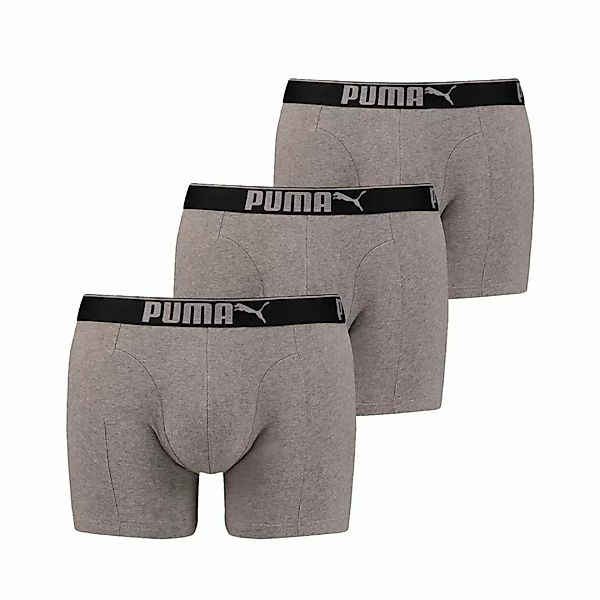 PUMA Herren Boxer Shorts, 3er Pack - Boxers, Cotton Stretch, einfarbig Grau günstig online kaufen