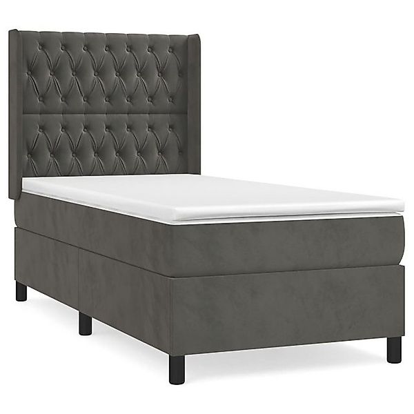 vidaXL Boxspringbett, Boxbett mit Matratze Dunkelgrau 90x190 cm Samt günstig online kaufen