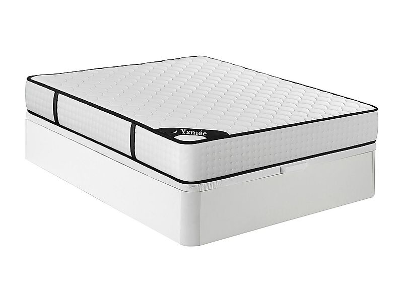 Bett-Set 140 x 190 cm, Bettkasten weiß + Matratze 7-Zonen-Taschenfederkern günstig online kaufen