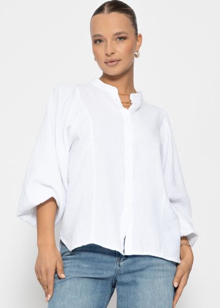 SASSYCLASSY Langarmbluse Oversize Musselin Bluse Damen günstig online kaufen