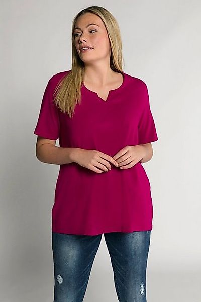 Ulla Popken T-Shirt T-Shirt A-Linie Tunika-Ausschnitt Halbarm günstig online kaufen