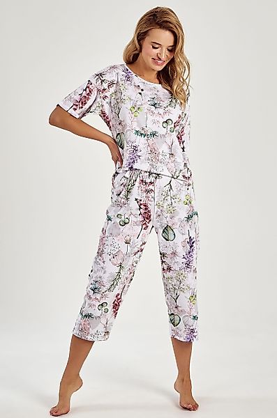 Mademoiselle Sommeil Capri-Pyjama mit geblümten Allover-Druck günstig online kaufen