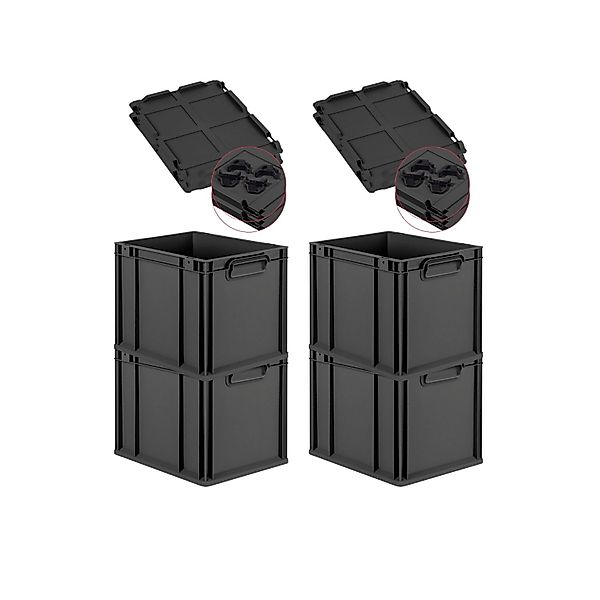 PROREGAL SuperSparSet 4x Eurobox Nextgen Grip Mit Auflagedeckel Und Schwarz günstig online kaufen