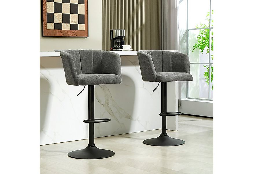 HOMCOM Barhocker 2er-Set, mit Fußstütze, drehbar, höhenverstellbar, mit Lei günstig online kaufen