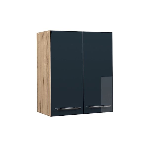 Vicco Hängeschrank Fame-Line Dunkelblau Hochglanz/Goldkraft Eiche 60 cm günstig online kaufen