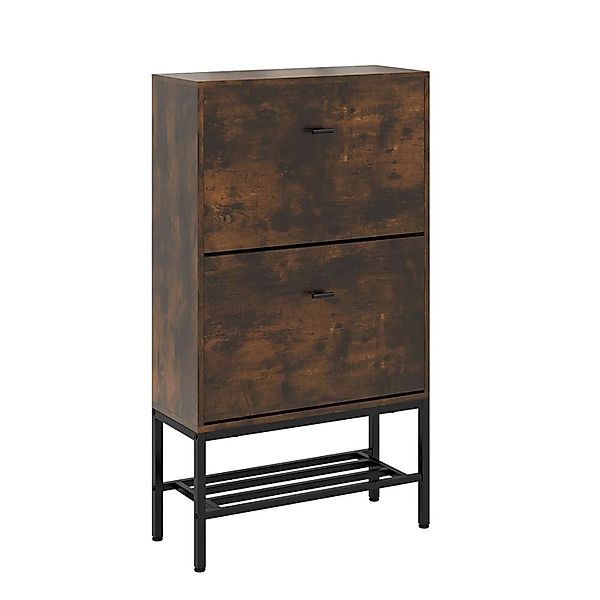 Costway Schuhschrank mit 2 Klappen Schuhkipper 60 x 24 x 106 cm Braun günstig online kaufen