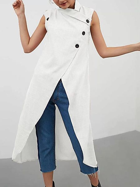 Einfarbige Cross Wrap High Low ärmellose Bluse für Damen günstig online kaufen