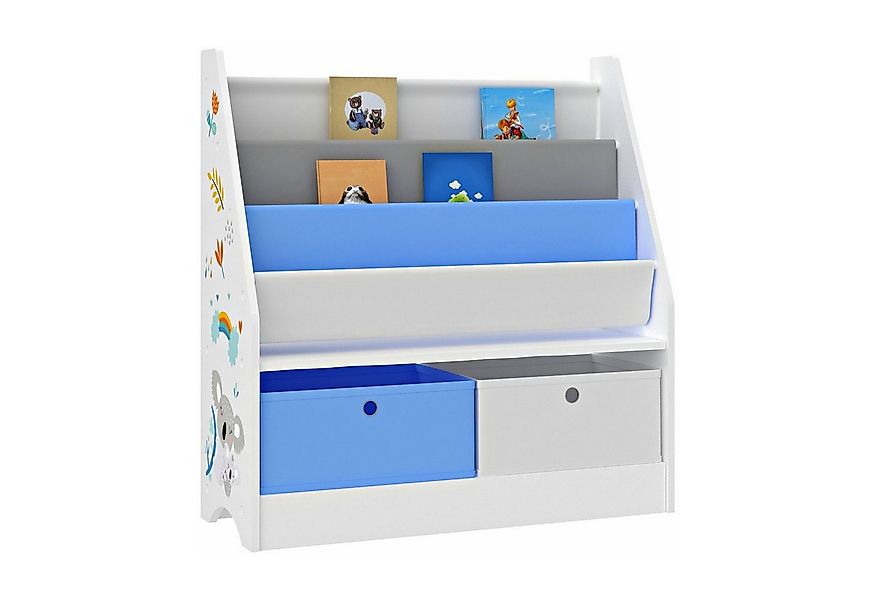 en.casa Bücherregal, »Neda« Kinderregal 74x71x23 cm mit Koala-Motiv Weiß/Gr günstig online kaufen