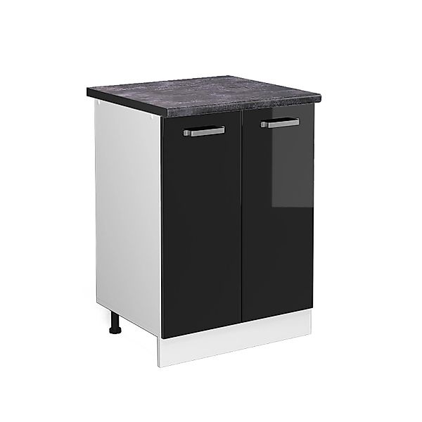Vicco Küchenunterschrank R-Line Schwarz Hochglanz/Weiß 60 cm AP Anthrazit günstig online kaufen