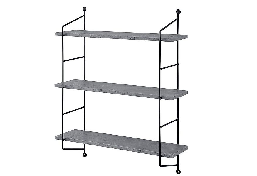 en.casa Wandregal, »Ösel« Hängeregal 3-fach mit Stahlrahmen Betonfarben günstig online kaufen