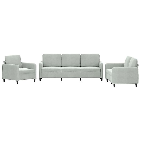 vidaXL 3-Tlg Sofagarnitur Hellgrau Samt 3201934 günstig online kaufen