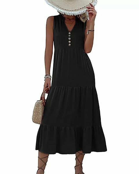 B.X A-Linien-Kleid Damen Mehrlagiges einfarbiges ärmelloses Tanktop-Kleid K günstig online kaufen