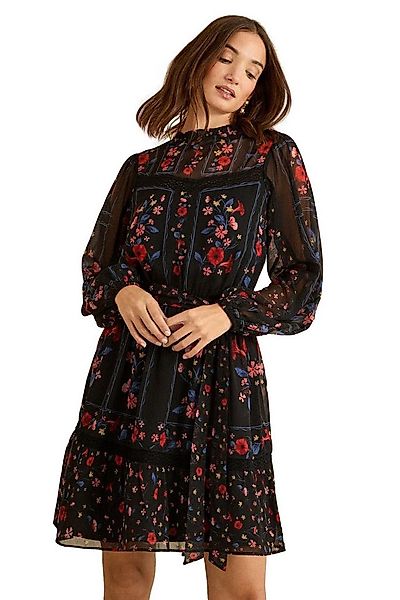 Love & Roses Minikleid Love & Roses Geblümtes Minikleid mit Spitzenbesatz ( günstig online kaufen