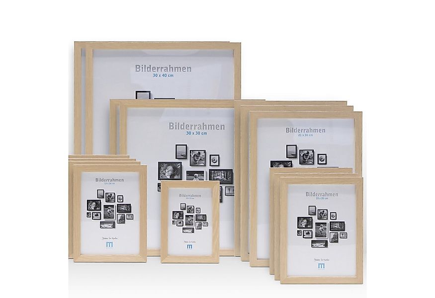 M MERCEO Bilderrahmen, 14-tlg. Bilderrahmen-Set Natur (10x15cm bis 30x40cm) günstig online kaufen