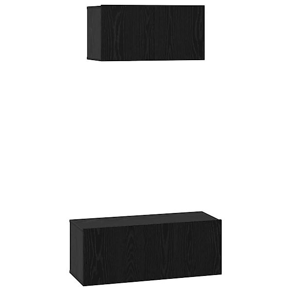 vidaXL TV-Schrank-Set 2-Tlg Schwarz Eichen-Optik Holzwerkstoff 3393382 günstig online kaufen
