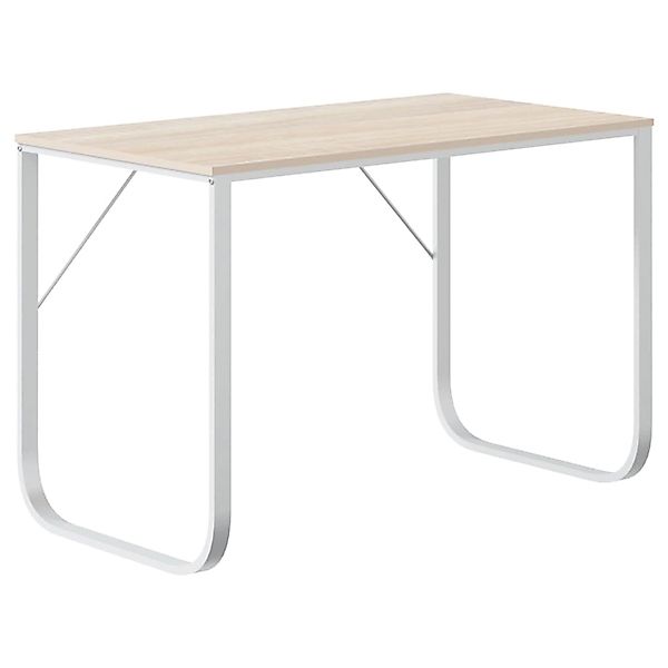 vidaXL Computertisch Weiß und Eiche-Optik 110x60x73 cm Holzwerkstoff 30202 günstig online kaufen
