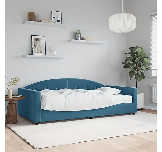 vidaXL Bett, Tagesbett mit Matratze Blau 100x200 cm Samt günstig online kaufen