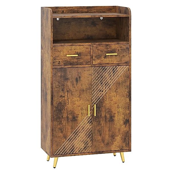 Costway Mehrzweckschrank mit Doppeltür 2 Schubladen Braun günstig online kaufen