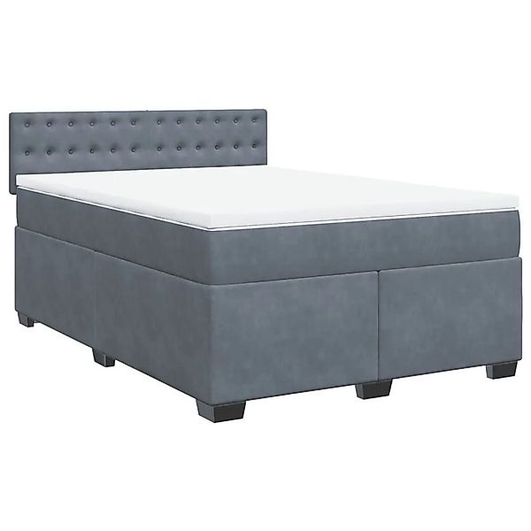 vidaXL Boxspringbett mit Matratze Dunkelgrau 160x200 cm Samt 3288667 günstig online kaufen