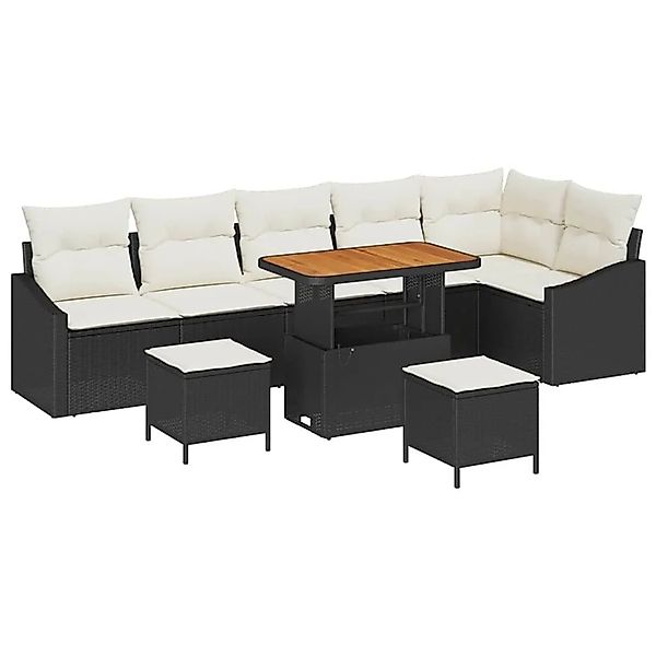 vidaXL Gartensofa-set mit Kissen 9-Tlg Schwarz Poly-Rattan 3364625 günstig online kaufen