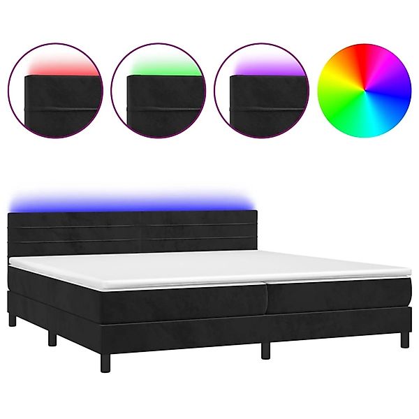 vidaXL Boxspringbett mit Matratze & LED Schwarz 200x200 cm Samt 3134485 günstig online kaufen