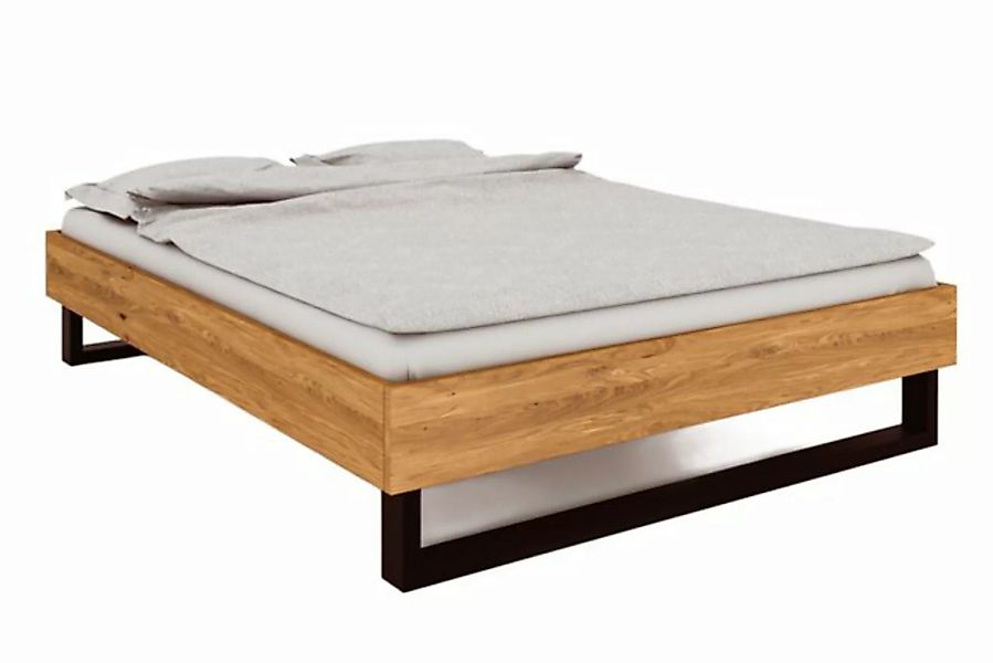 byoak Bett STEEL 160 x 220 aus Massivholz, ohne Kopfteil, Naturgeölt günstig online kaufen
