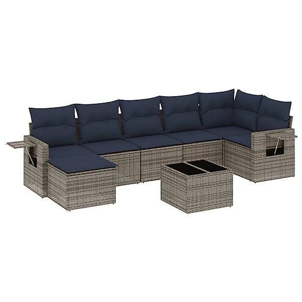 vidaXL 8-Tlg Gartensofa-Set mit Kissen Grau Polyrattan 3220490 günstig online kaufen