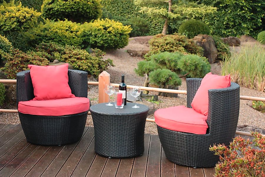 Garden Pleasure Balkonset Set, 1x Tisch, 2x Sessel, 3 tlg. inkl. Auflagen günstig online kaufen