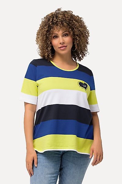 Ulla Popken T-Shirt T-Shirt Ringel Herz-Stickerei günstig online kaufen