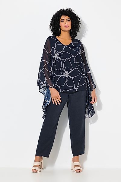Ulla Popken Tunika Chiffon-Bluse Blüten Oversized günstig online kaufen