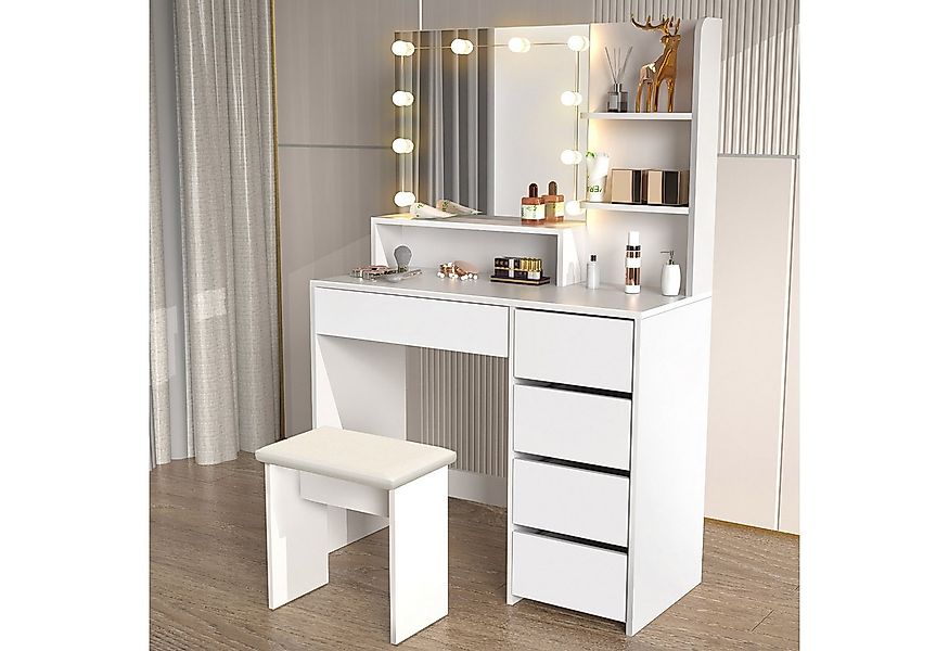 oyajia Schminktisch Schminktisch mit LED-Beleuchtung, Spiegel und Hocker, 9 günstig online kaufen