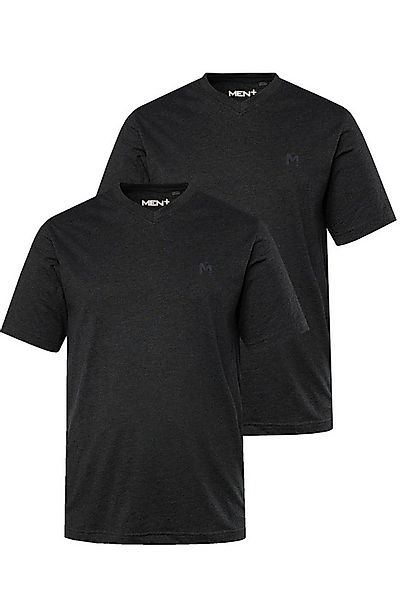 Men Plus T-Shirt T-Shirt Basic 2er-Pack Halbarm V-Ausschnitt günstig online kaufen
