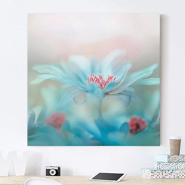 Leinwandbild Blumen - Quadrat Zarte Blüten in Pastell günstig online kaufen