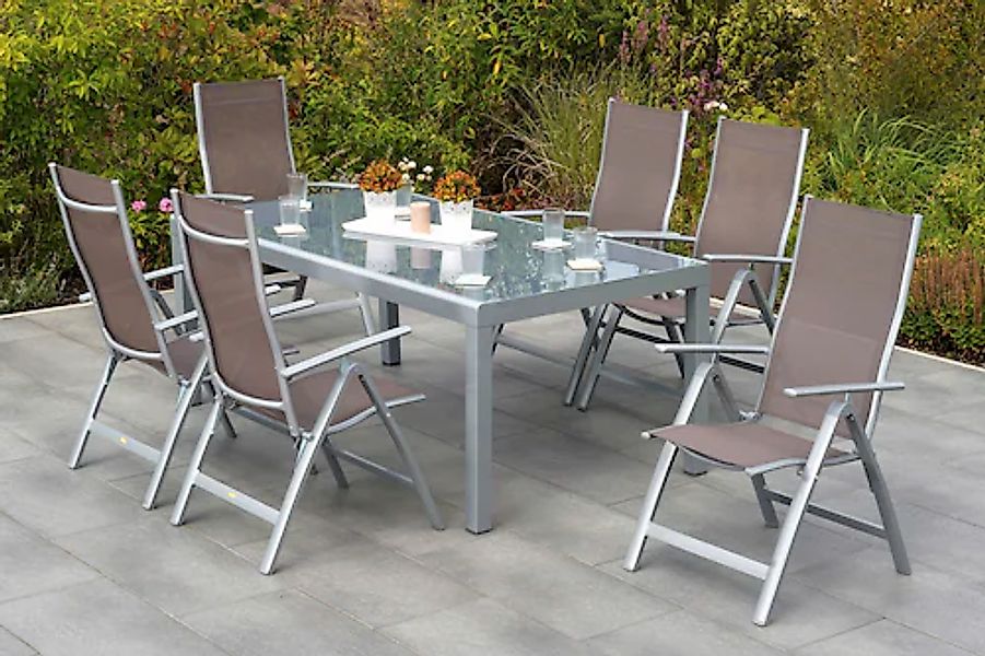 MERXX Garten-Essgruppe »Carrara« 6x Sessel, 1x Tisch 190x100x75,5 cm, 7 Stk günstig online kaufen