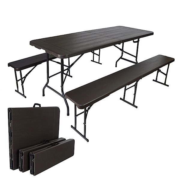 TRUTZHOLM Bierzeltgarnitur 180x75cm Klappbar Gartenmöbelset 2 Bierbänke 1 T günstig online kaufen